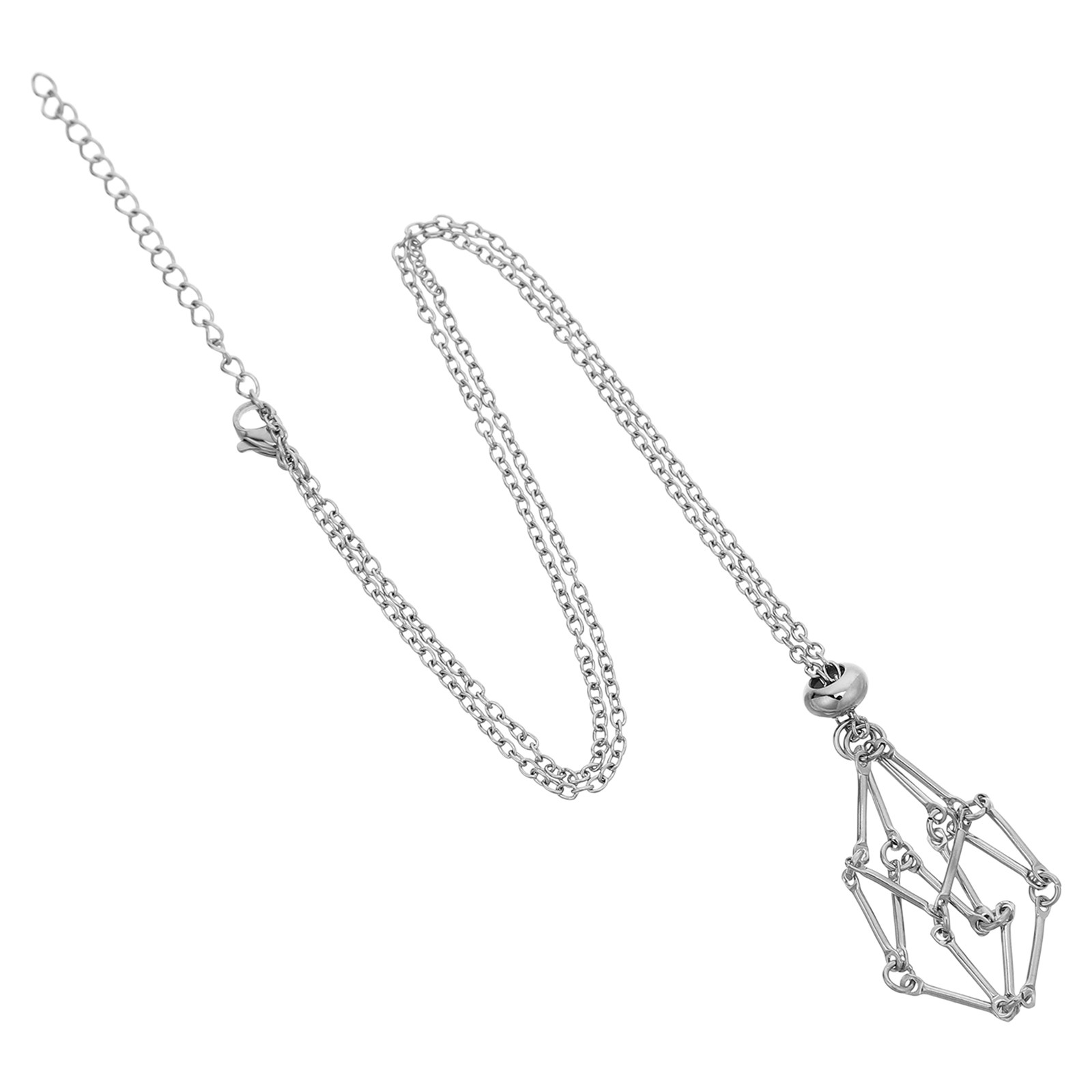 Crystal Pendant Necklace Natural Stone - Crystal Holder Necklace Stainless Steel Fish