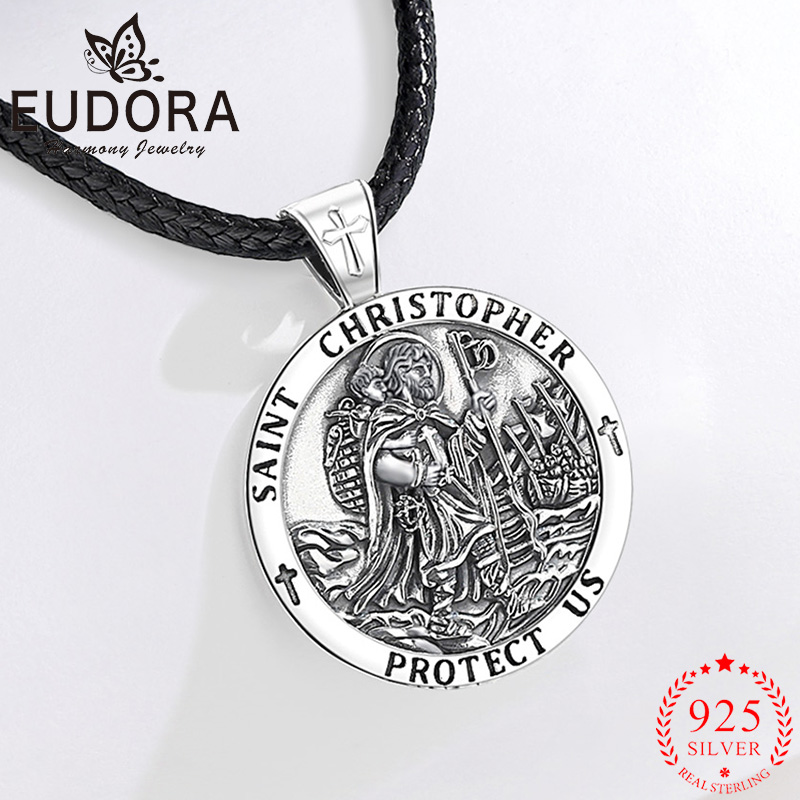925 Sterling Silver Chain Necklace Men - Eudora New 925 Sterling Silver Saint