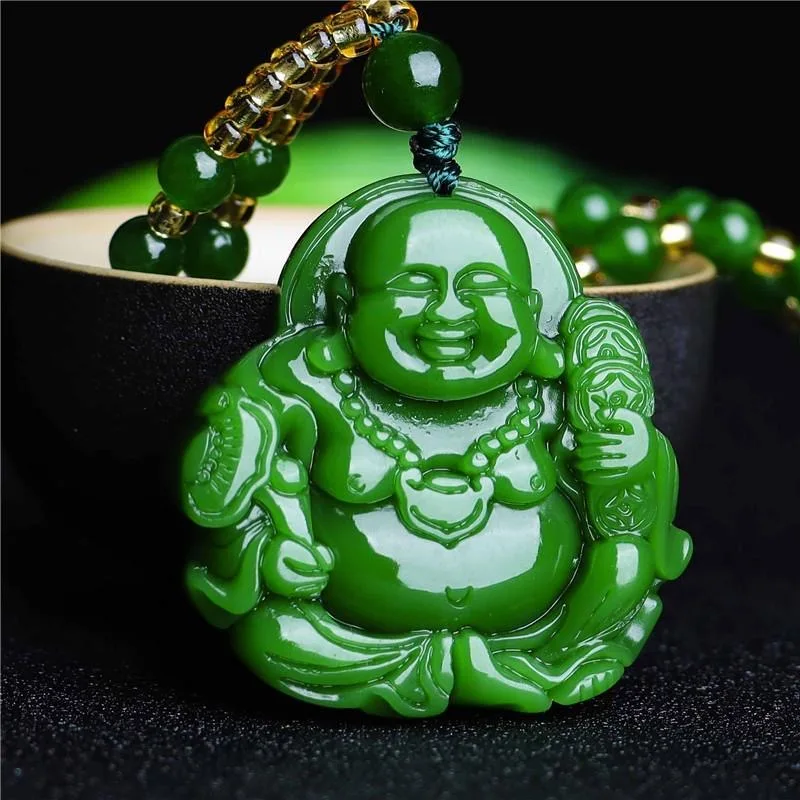 Chinese Green Jade Maitreya Bu - Necklaces review and price
