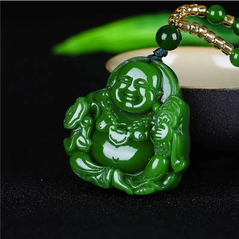 Chinese Green Jade Maitreya Bu - Necklaces review and price