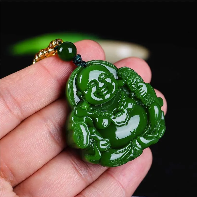 Chinese Green Jade Maitreya Bu - Necklaces review and price
