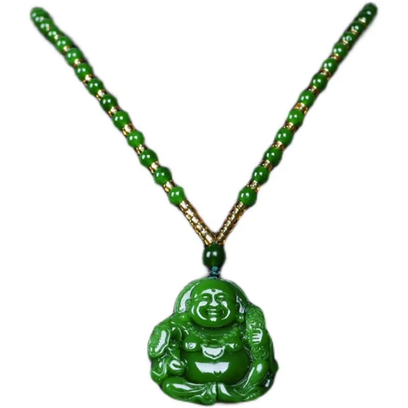 Chinese Green Jade Maitreya Bu - Necklaces review and price