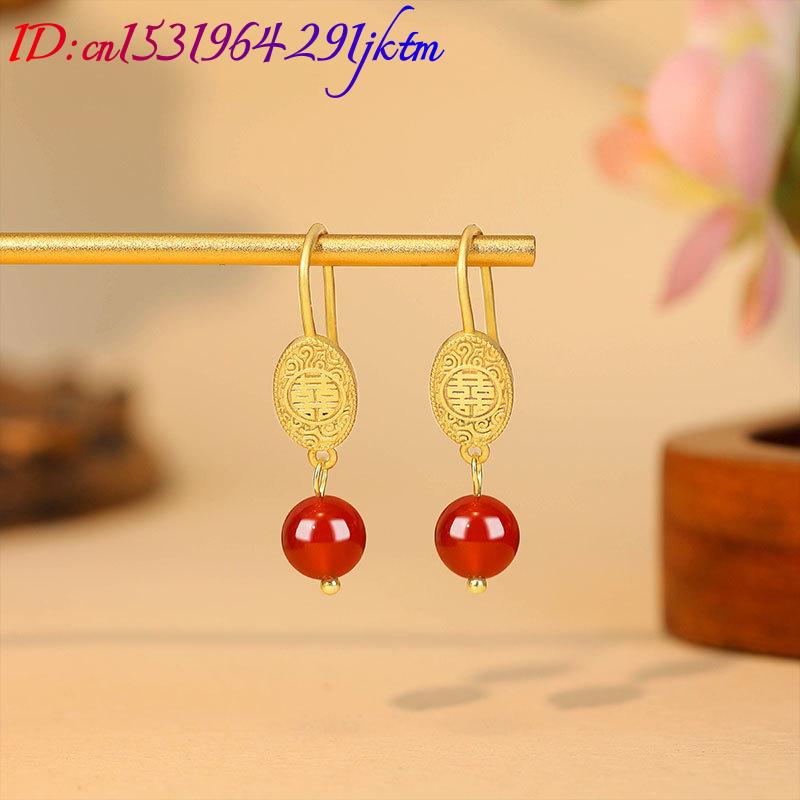 Natural Red Jade Bead Earrings - Earrings review and price