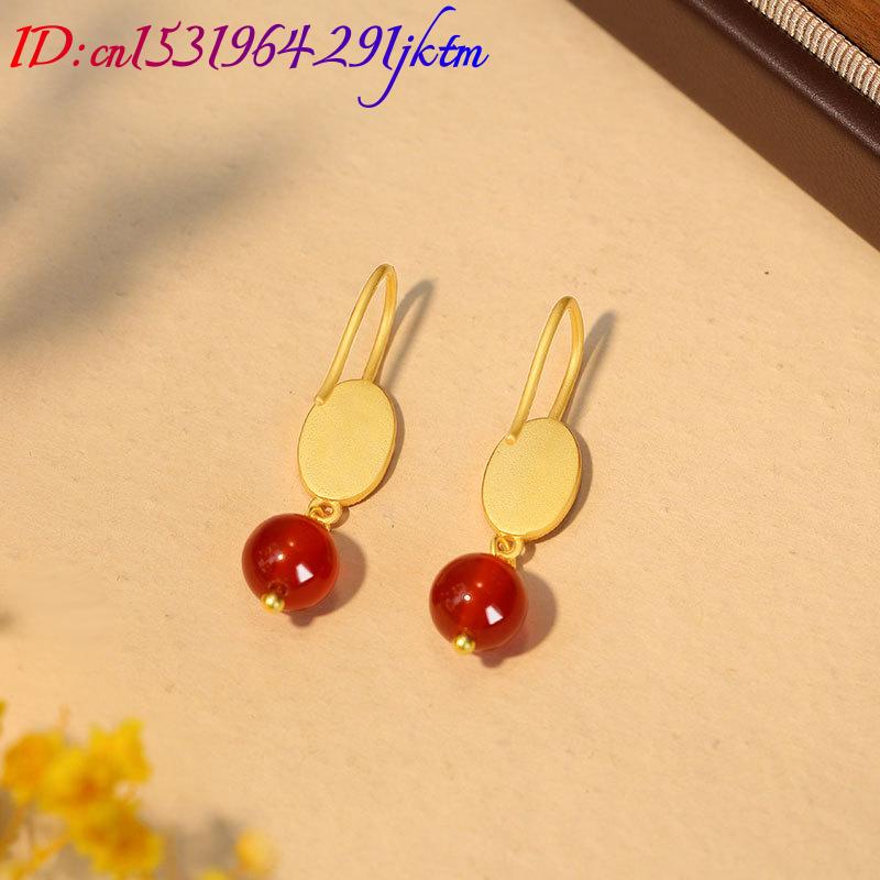 Natural Red Jade Bead Earrings - Earrings review and price
