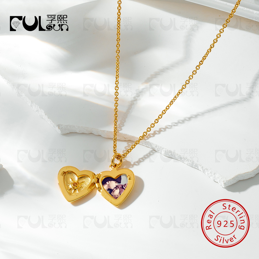 925 Sterling Silver 14K Gold P - Heart Locket Necklace Photo review and price