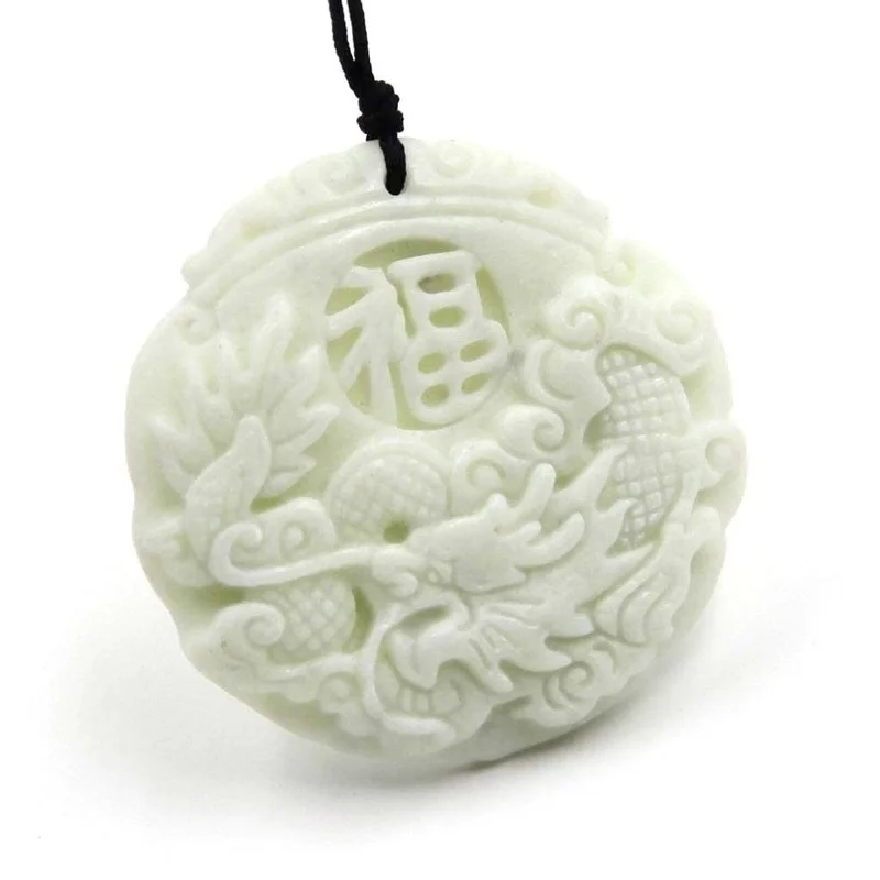 Natural White jade Dragon Phoe - Necklaces review and price