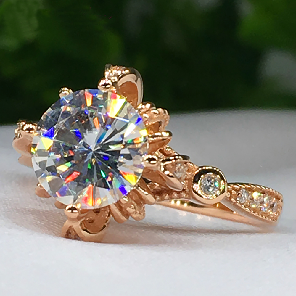 Custom Solid 18K Au750 Yellow  - Moissanite Engagement Ring 1 Carat review and price