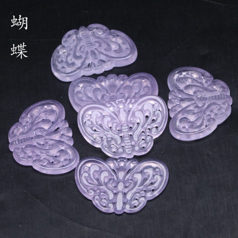 2pc Natural Purple Jade Hollow - Necklaces review and price