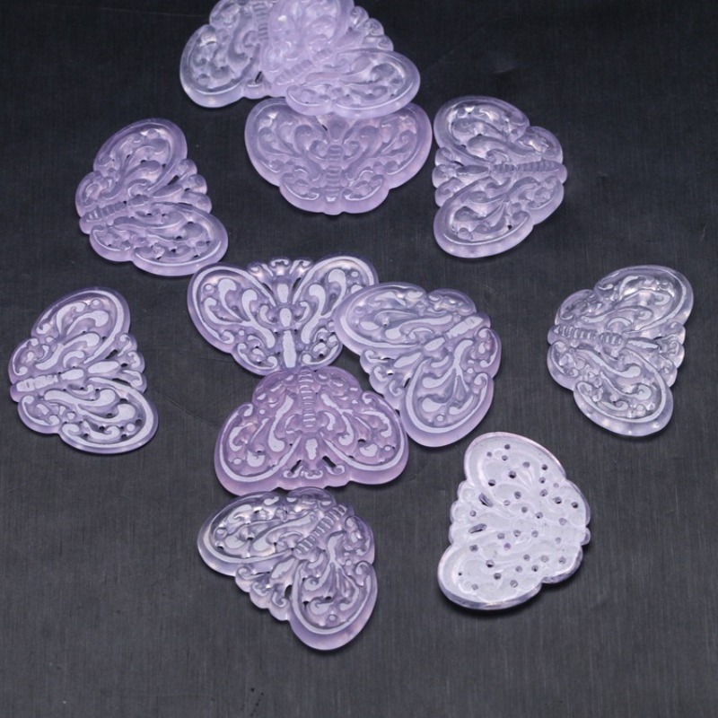 2pc Natural Purple Jade Hollow - Necklaces review and price