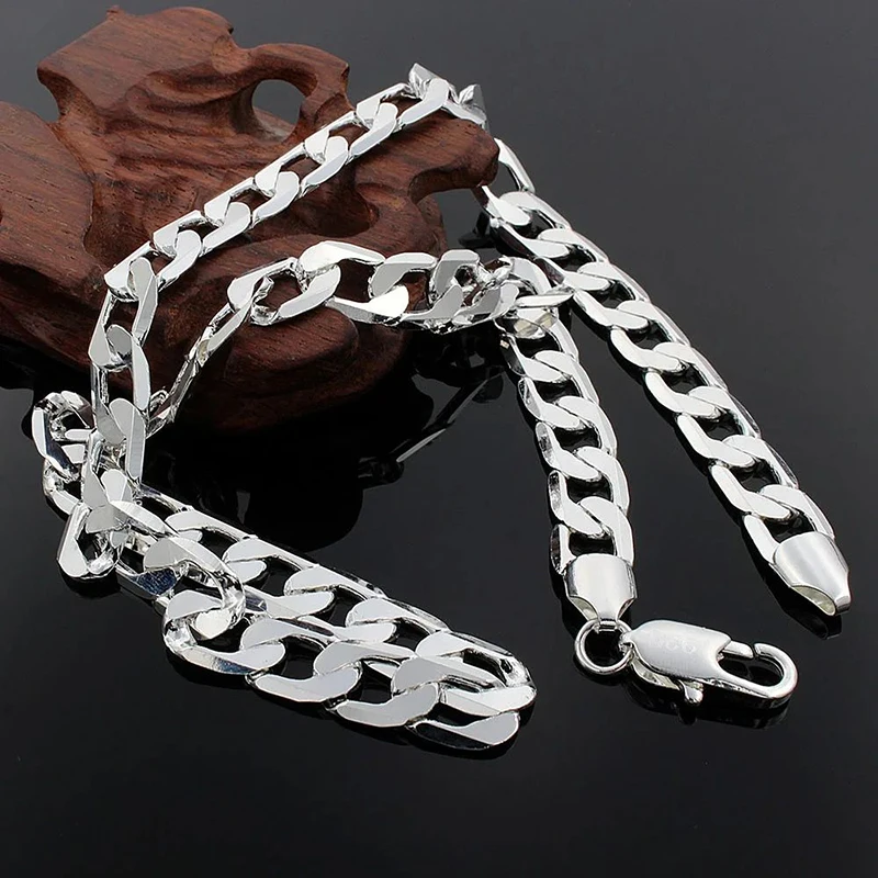 925 Sterling Silver Necklace F - Cuban Link Chain 12Mm review and price
