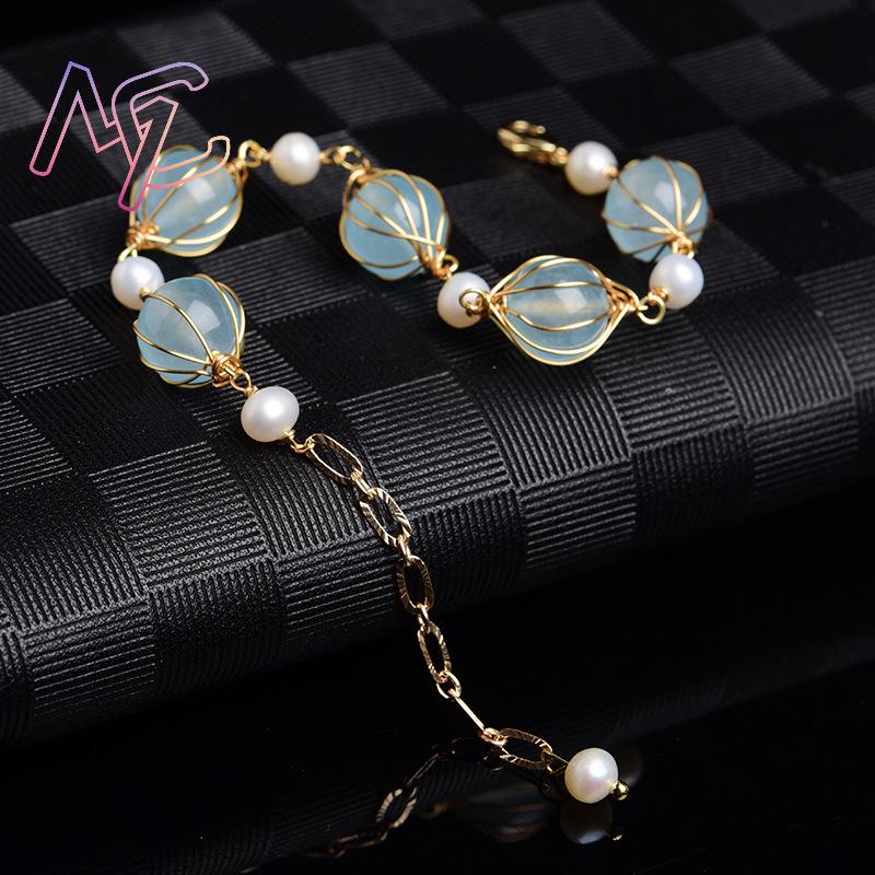 Blue Natural Jade Bead Earring - Earrings review and price