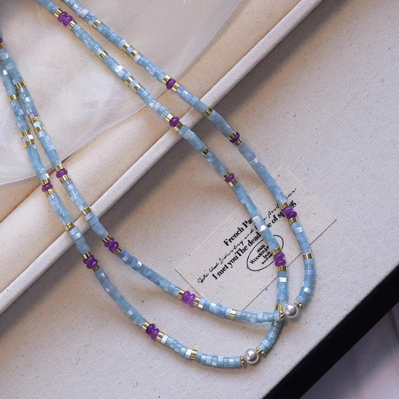 Minar Unusual Blue Natural Sto - Pearl Choker Necklace Vintage review and price
