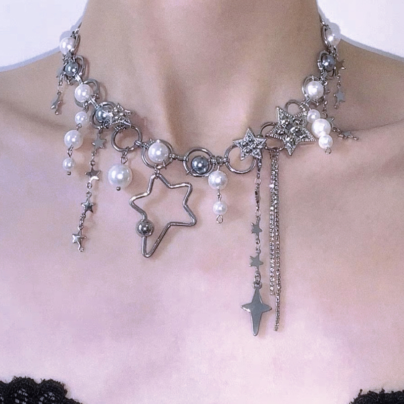 Y2K Jewelry Pearl Splicing Sta - Pearl Choker Necklace Vintage review and price